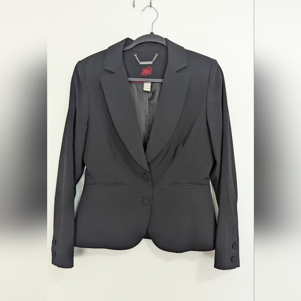 White House Black Market Black Two Button Fitted‎ Blazer Size 10